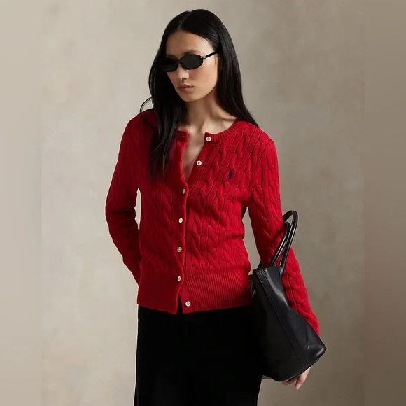 Ralph Lauren Women's Cable-Knit Cotton Crewneck Cardigan. Brand New Size M - Picture 4 of 10